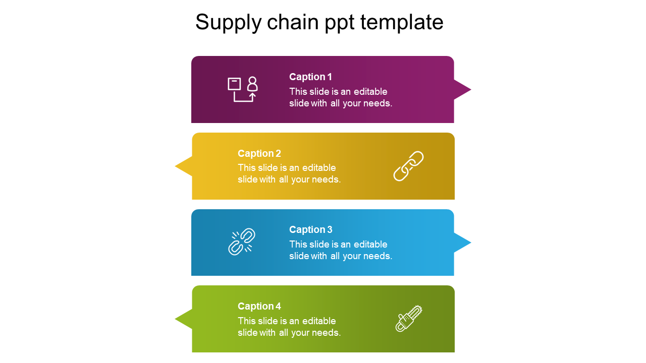 Simple Supply Chain PPT Template Design With Four Node